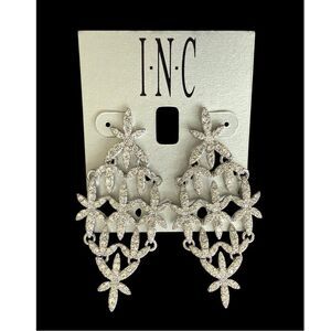 INC Silver-Tone Rhinestone Chandelier Earrings RCRY CHAND Party